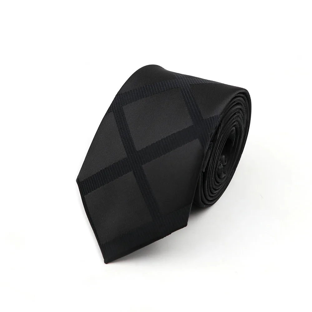 6cm Casual Ties For Men Skinny Tie Fashion Polyester Plaid Strip Necktie Business Slim Shirt Accessories Gift Cravate NO.31-61