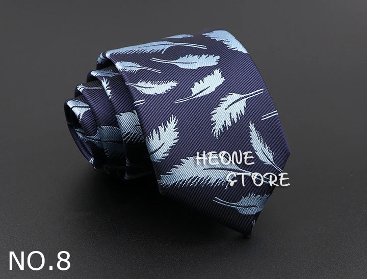 Novelty Men's Tie Floral Feather Elk Geometric Patten Red Blue Neckties Leisure Business Daily Wear Cravat Wedding Party Gift