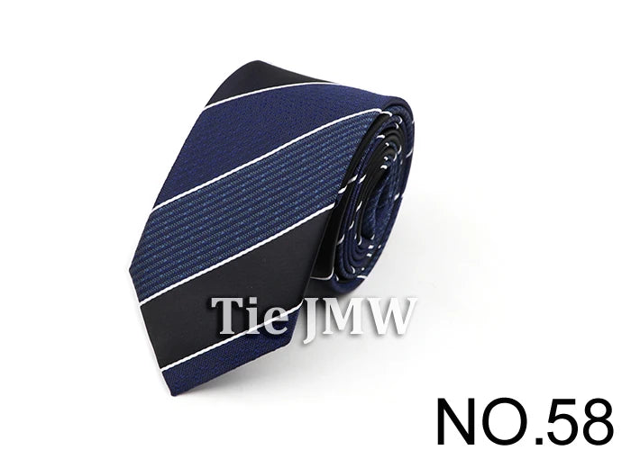 6cm Casual Ties For Men Skinny Tie Fashion Polyester Plaid Strip Necktie Business Slim Shirt Accessories Gift Cravate NO.31-61