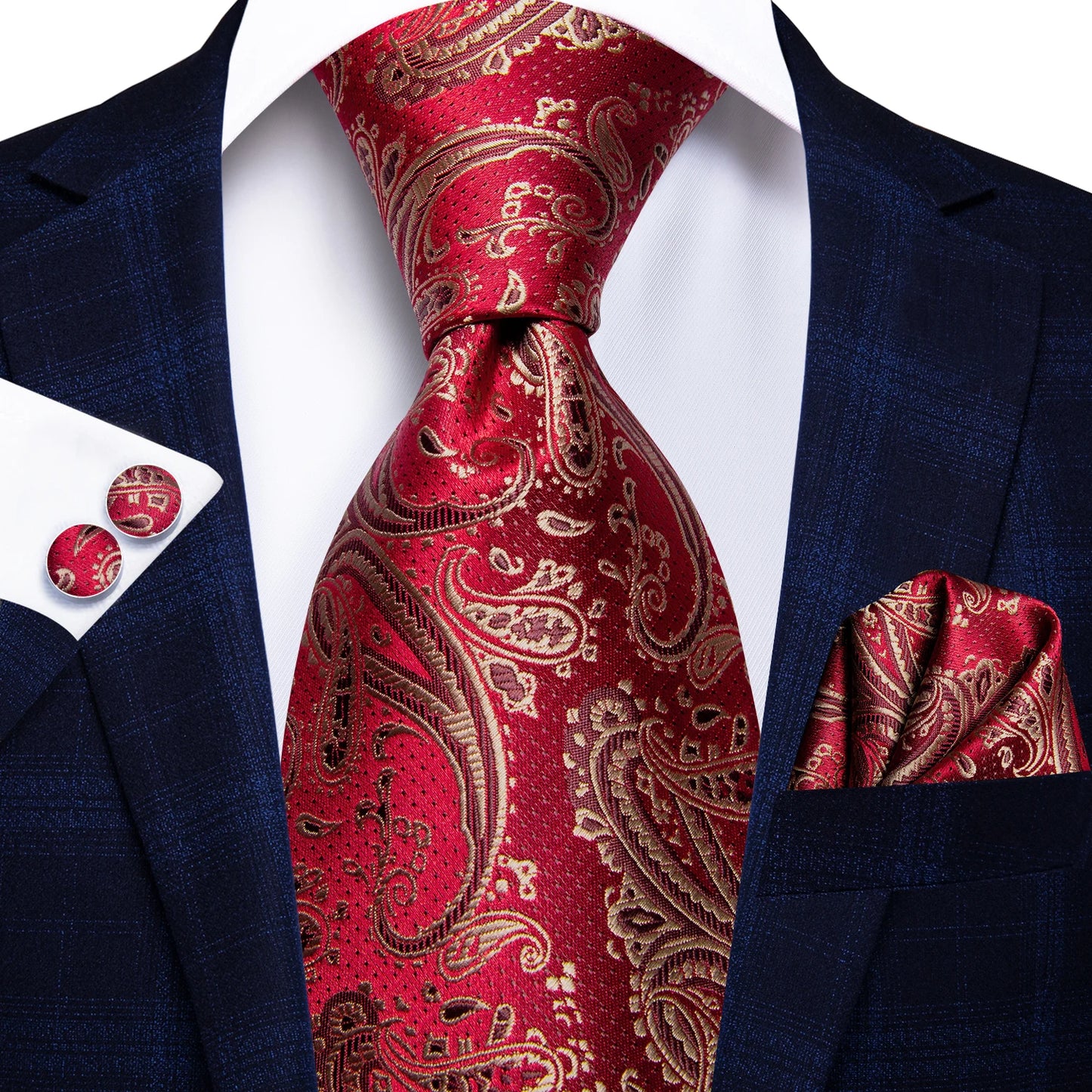Hi-Tie 100% Silk Luxury Mens Ties Floral Black Gold Ties Paisley NeckTie Pocket Square Cufflinks Set Men's Wedding Party Tie