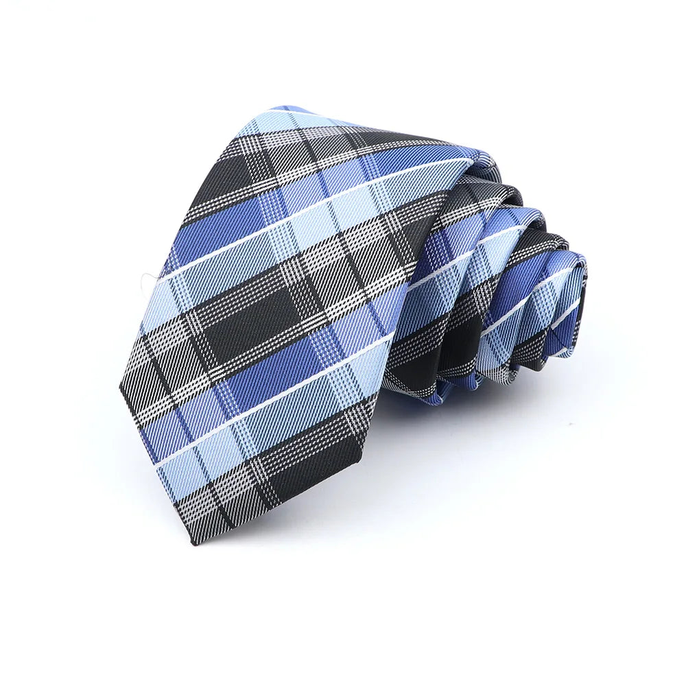 6cm Casual Ties For Men Skinny Tie Fashion Polyester Plaid Strip Necktie Business Slim Shirt Accessories Gift Cravate NO.31-61