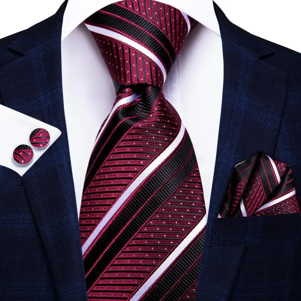 Hi-Tie 100% Silk Luxury Mens Ties Floral Black Gold Ties Paisley NeckTie Pocket Square Cufflinks Set Men's Wedding Party Tie