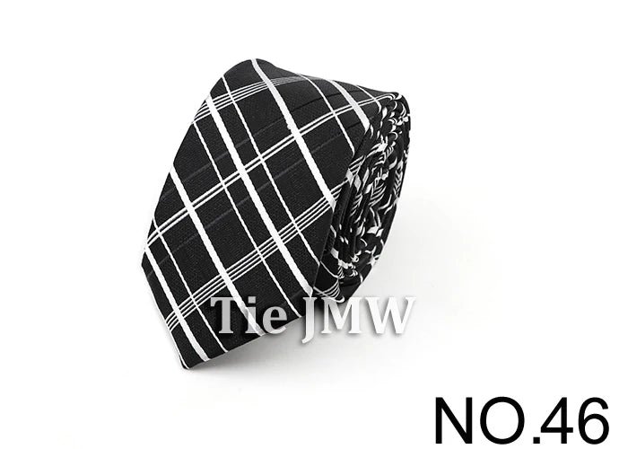 6cm Casual Ties For Men Skinny Tie Fashion Polyester Plaid Strip Necktie Business Slim Shirt Accessories Gift Cravate NO.31-61