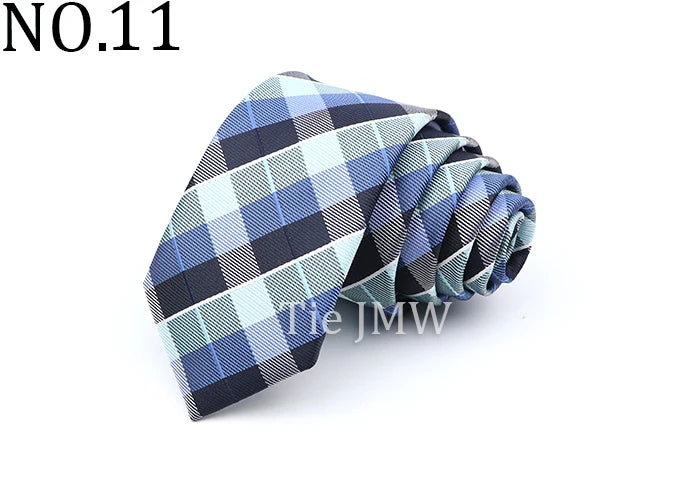 6cm Casual Ties For Men Skinny Tie Fashion Polyester Plaid Strip Necktie Business Slim Shirt Accessories Gift Cravate NO.31-61
