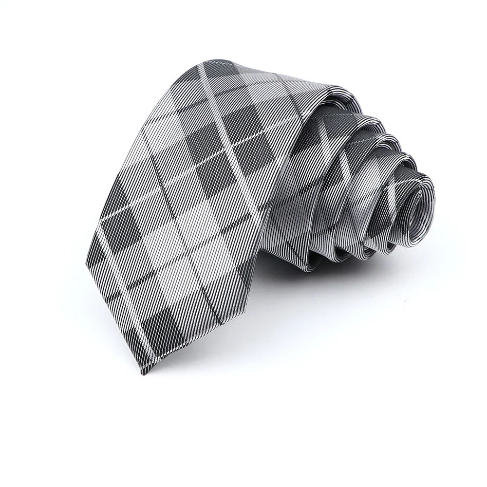 6cm Casual Ties For Men Skinny Tie Fashion Polyester Plaid Strip Necktie Business Slim Shirt Accessories Gift Cravate NO.31-61