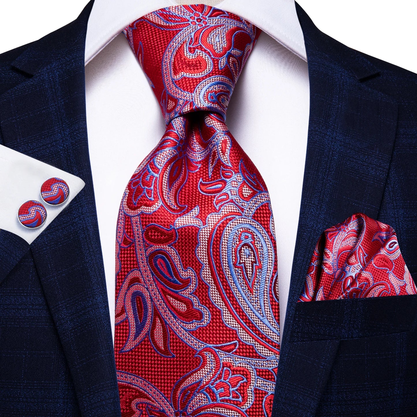 Hi-Tie 100% Silk Luxury Mens Ties Floral Black Gold Ties Paisley NeckTie Pocket Square Cufflinks Set Men's Wedding Party Tie