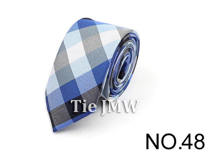 6cm Casual Ties For Men Skinny Tie Fashion Polyester Plaid Strip Necktie Business Slim Shirt Accessories Gift Cravate NO.31-61
