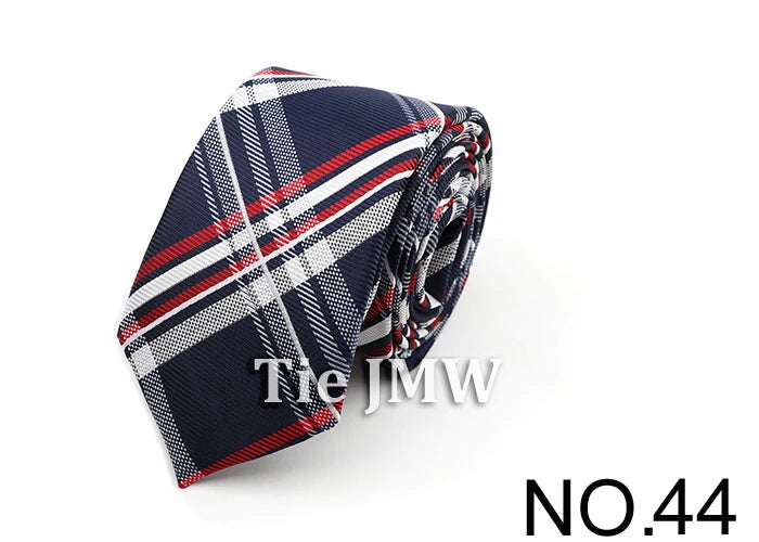 6cm Casual Ties For Men Skinny Tie Fashion Polyester Plaid Strip Necktie Business Slim Shirt Accessories Gift Cravate NO.31-61