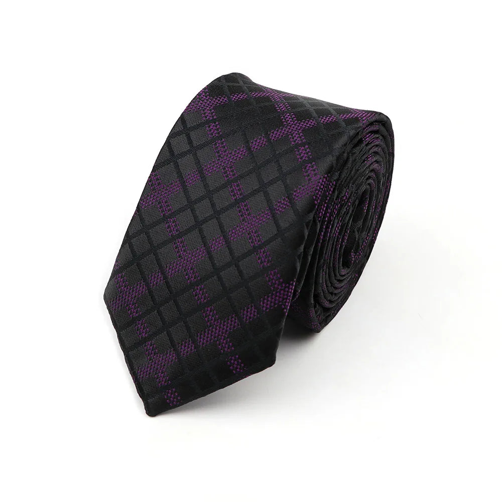 6cm Casual Ties For Men Skinny Tie Fashion Polyester Plaid Strip Necktie Business Slim Shirt Accessories Gift Cravate NO.31-61