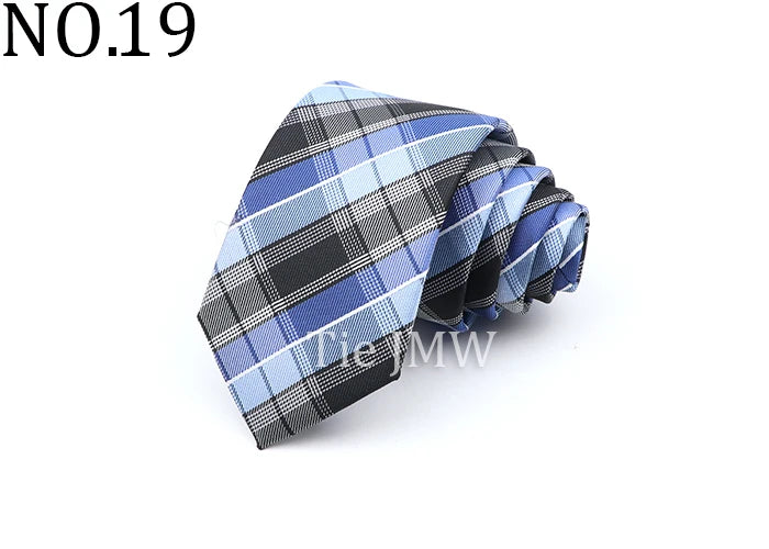6cm Casual Ties For Men Skinny Tie Fashion Polyester Plaid Strip Necktie Business Slim Shirt Accessories Gift Cravate NO.31-61