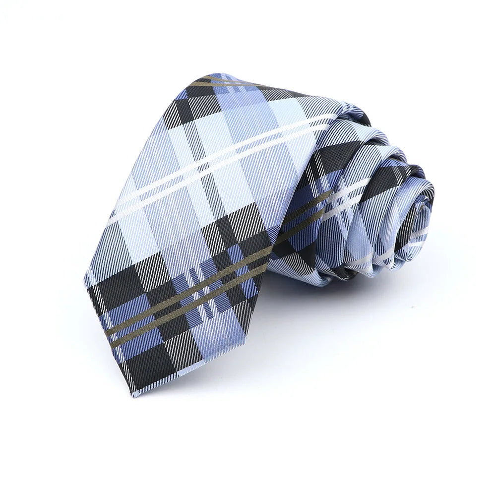 6cm Casual Ties For Men Skinny Tie Fashion Polyester Plaid Strip Necktie Business Slim Shirt Accessories Gift Cravate NO.31-61