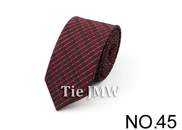 6cm Casual Ties For Men Skinny Tie Fashion Polyester Plaid Strip Necktie Business Slim Shirt Accessories Gift Cravate NO.31-61