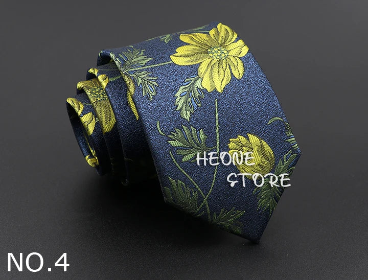 Novelty Men's Tie Floral Feather Elk Geometric Patten Red Blue Neckties Leisure Business Daily Wear Cravat Wedding Party Gift