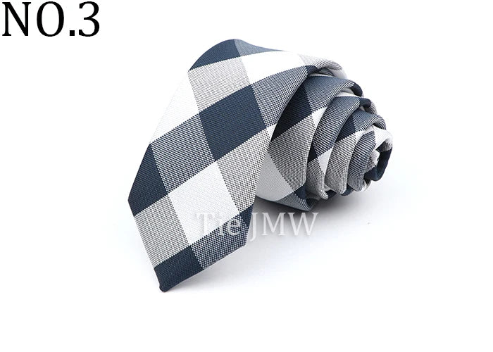 6cm Casual Ties For Men Skinny Tie Fashion Polyester Plaid Strip Necktie Business Slim Shirt Accessories Gift Cravate NO.31-61