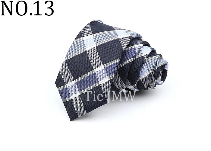 6cm Casual Ties For Men Skinny Tie Fashion Polyester Plaid Strip Necktie Business Slim Shirt Accessories Gift Cravate NO.31-61