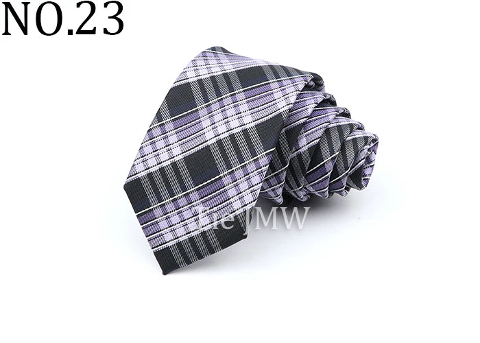 6cm Casual Ties For Men Skinny Tie Fashion Polyester Plaid Strip Necktie Business Slim Shirt Accessories Gift Cravate NO.31-61