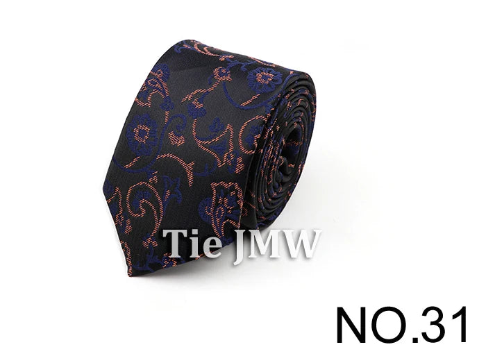6cm Casual Ties For Men Skinny Tie Fashion Polyester Plaid Strip Necktie Business Slim Shirt Accessories Gift Cravate NO.31-61