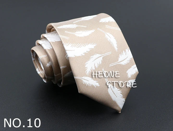 Novelty Men's Tie Floral Feather Elk Geometric Patten Red Blue Neckties Leisure Business Daily Wear Cravat Wedding Party Gift