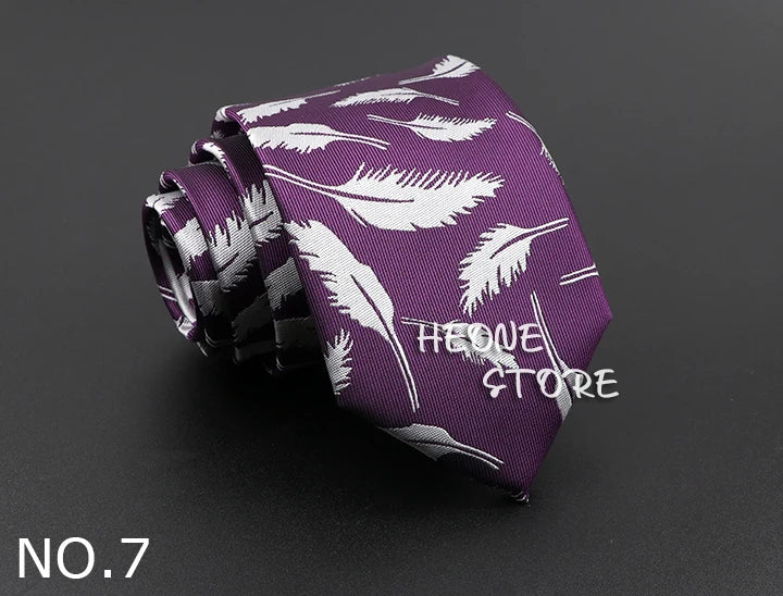 Novelty Men's Tie Floral Feather Elk Geometric Patten Red Blue Neckties Leisure Business Daily Wear Cravat Wedding Party Gift