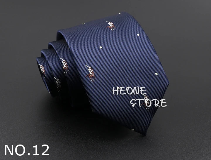 Novelty Men's Tie Floral Feather Elk Geometric Patten Red Blue Neckties Leisure Business Daily Wear Cravat Wedding Party Gift
