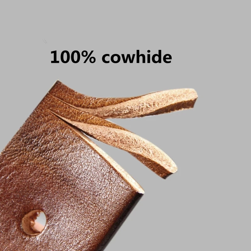 3.8cm Male Leather Copper Buckle Handmade First Pure Cowhide Retro All-match Casual Jeans Soft Belt Brown Black Luxury