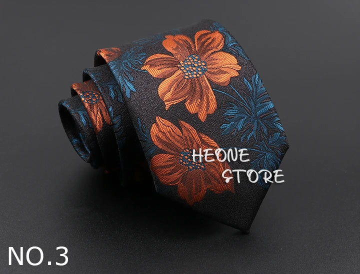 Novelty Men's Tie Floral Feather Elk Geometric Patten Red Blue Neckties Leisure Business Daily Wear Cravat Wedding Party Gift