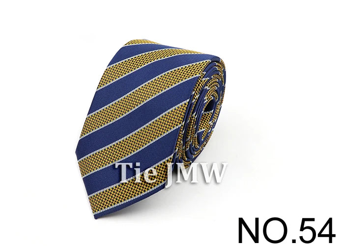 6cm Casual Ties For Men Skinny Tie Fashion Polyester Plaid Strip Necktie Business Slim Shirt Accessories Gift Cravate NO.31-61