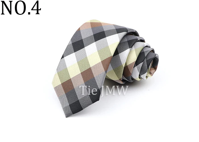6cm Casual Ties For Men Skinny Tie Fashion Polyester Plaid Strip Necktie Business Slim Shirt Accessories Gift Cravate NO.31-61