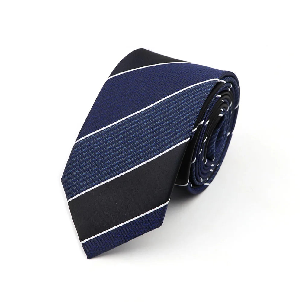 6cm Casual Ties For Men Skinny Tie Fashion Polyester Plaid Strip Necktie Business Slim Shirt Accessories Gift Cravate NO.31-61
