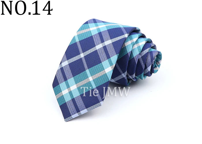 6cm Casual Ties For Men Skinny Tie Fashion Polyester Plaid Strip Necktie Business Slim Shirt Accessories Gift Cravate NO.31-61
