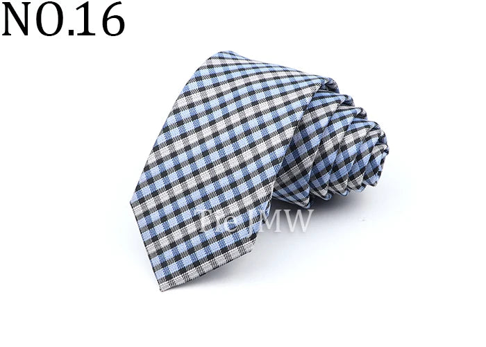 6cm Casual Ties For Men Skinny Tie Fashion Polyester Plaid Strip Necktie Business Slim Shirt Accessories Gift Cravate NO.31-61