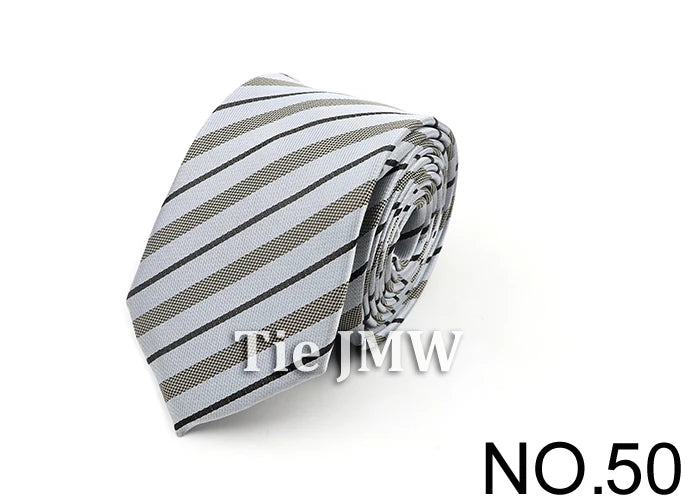 6cm Casual Ties For Men Skinny Tie Fashion Polyester Plaid Strip Necktie Business Slim Shirt Accessories Gift Cravate NO.31-61