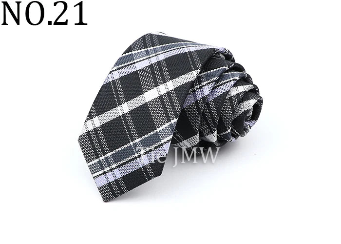 6cm Casual Ties For Men Skinny Tie Fashion Polyester Plaid Strip Necktie Business Slim Shirt Accessories Gift Cravate NO.31-61