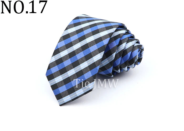 6cm Casual Ties For Men Skinny Tie Fashion Polyester Plaid Strip Necktie Business Slim Shirt Accessories Gift Cravate NO.31-61