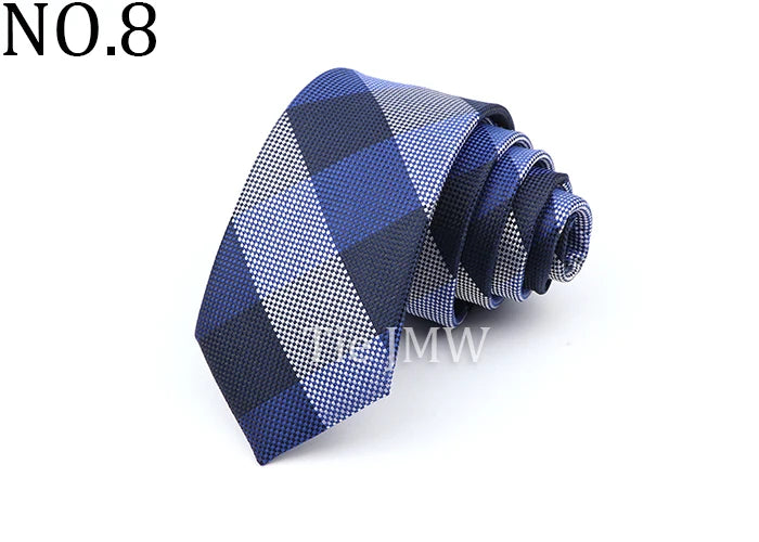 6cm Casual Ties For Men Skinny Tie Fashion Polyester Plaid Strip Necktie Business Slim Shirt Accessories Gift Cravate NO.31-61