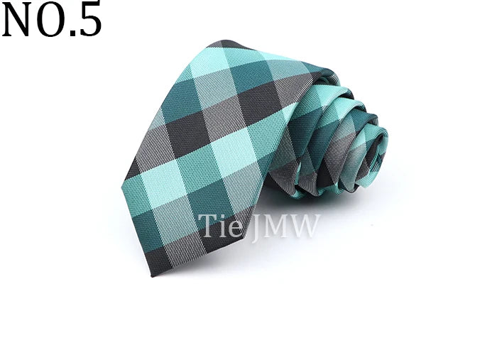 6cm Casual Ties For Men Skinny Tie Fashion Polyester Plaid Strip Necktie Business Slim Shirt Accessories Gift Cravate NO.31-61