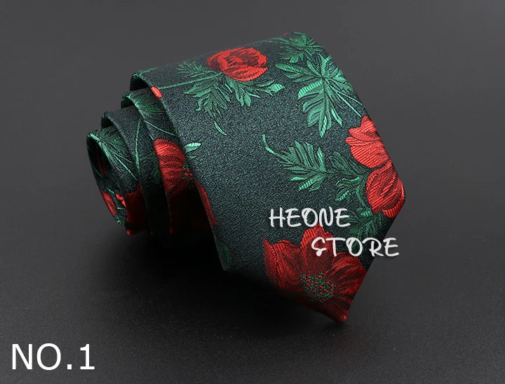 Novelty Men's Tie Floral Feather Elk Geometric Patten Red Blue Neckties Leisure Business Daily Wear Cravat Wedding Party Gift