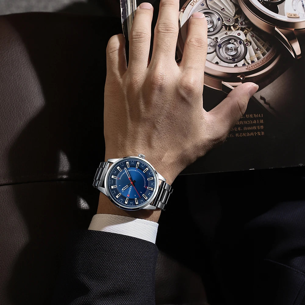 CURREN New Fashion Simple Style Men Watches Quartz Wristwatches Stainless Steel Band Clock Male