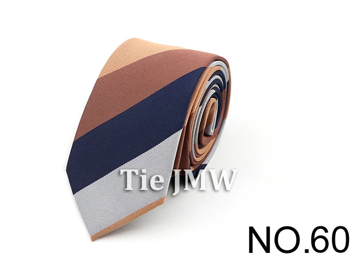 6cm Casual Ties For Men Skinny Tie Fashion Polyester Plaid Strip Necktie Business Slim Shirt Accessories Gift Cravate NO.31-61