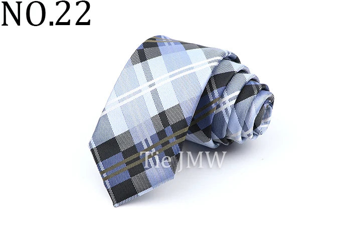 6cm Casual Ties For Men Skinny Tie Fashion Polyester Plaid Strip Necktie Business Slim Shirt Accessories Gift Cravate NO.31-61