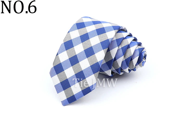 6cm Casual Ties For Men Skinny Tie Fashion Polyester Plaid Strip Necktie Business Slim Shirt Accessories Gift Cravate NO.31-61