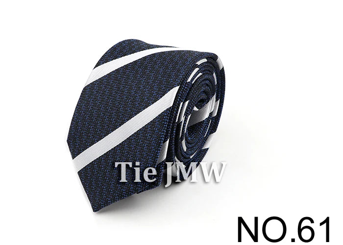 6cm Casual Ties For Men Skinny Tie Fashion Polyester Plaid Strip Necktie Business Slim Shirt Accessories Gift Cravate NO.31-61