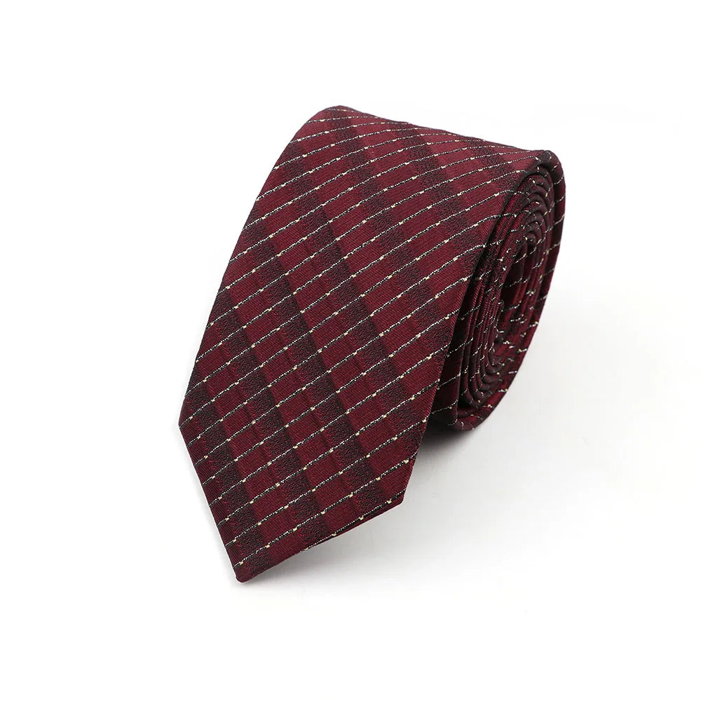 6cm Casual Ties For Men Skinny Tie Fashion Polyester Plaid Strip Necktie Business Slim Shirt Accessories Gift Cravate NO.31-61