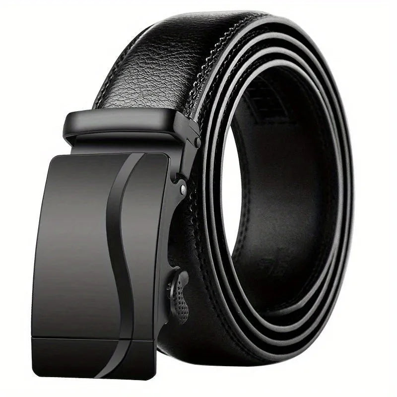 Fashion Automatic Buckle Belt for Men Famous Brand Business Belt Men PU Leather Waist Straps Black Male Jeans Belts for Men
