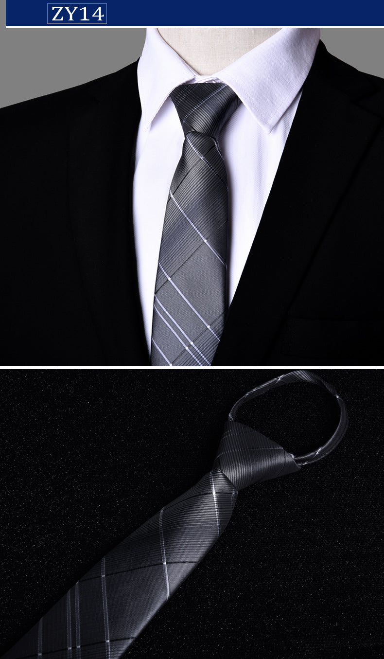 NEW Paisley Zipper Ties for Men 7CM Skinny Neck Tie Solid Striped Neckties Men's Automatic Zipper Tie Blue Lazy Ties
