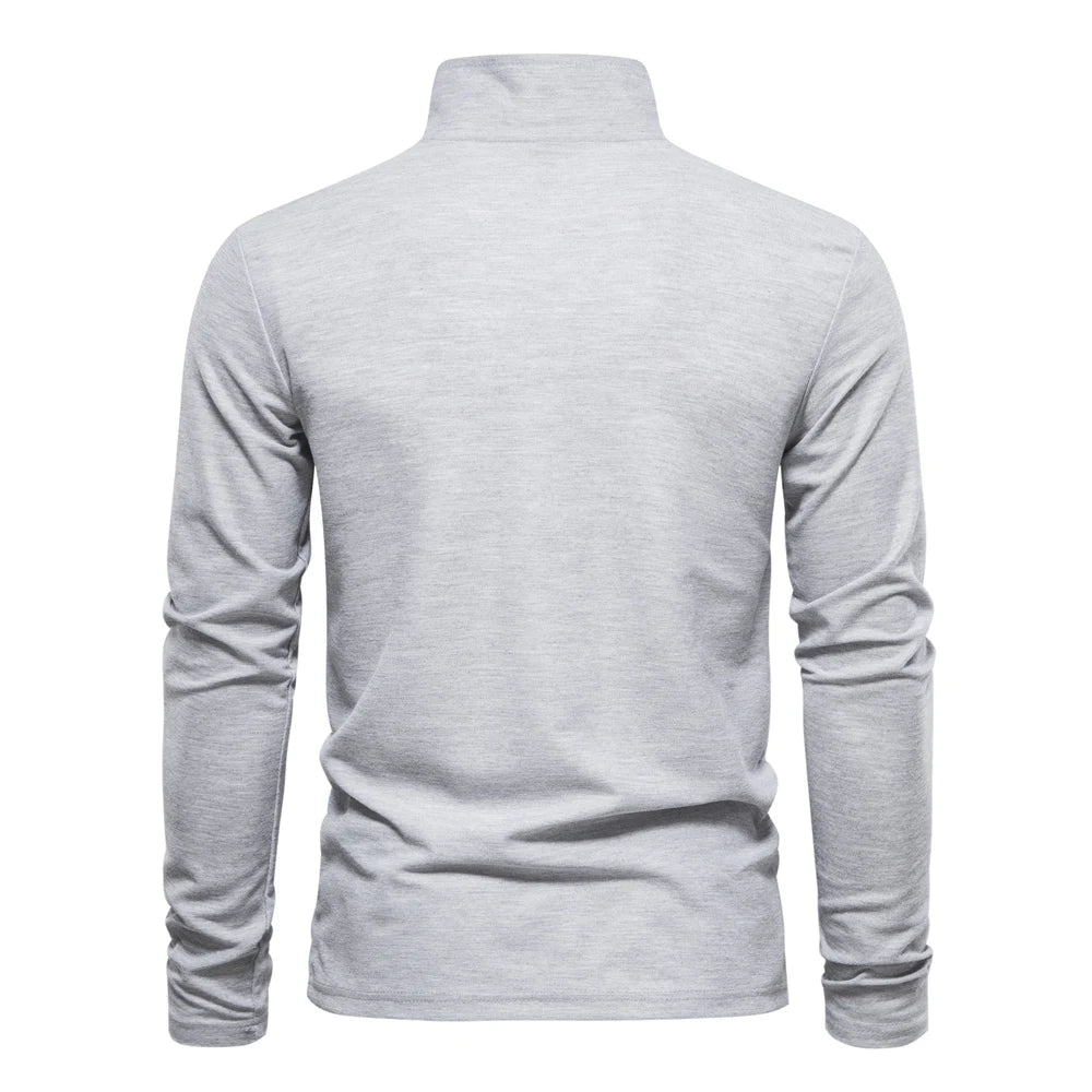 AIOPESON 2023 New Men's Deer Embroidery Polo Shirts Solid Color Long Sleeve Social Business Male