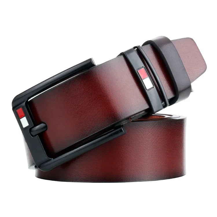 Famous Brand Design PU Leather Belt for Men Classical Alloy Pins Buckle Waist Belts Wild West Punk for Jeans Leisure Waistband