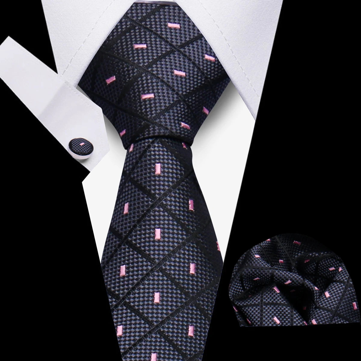 HUISHI 3-Pieces Blue Business Men's Tie Set Handmade NeckTie Men Formal Luxury Wedding High Quality Gravata Suit Accessories