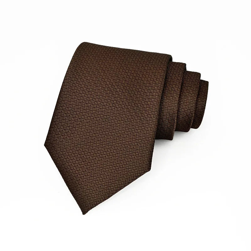 8cm Width Solid Color Dark Striped Neck Ties For Men Trendy Gentlemen Formal Brown Wine Necktie Wedding Party Suit Tuxedo Cravat
