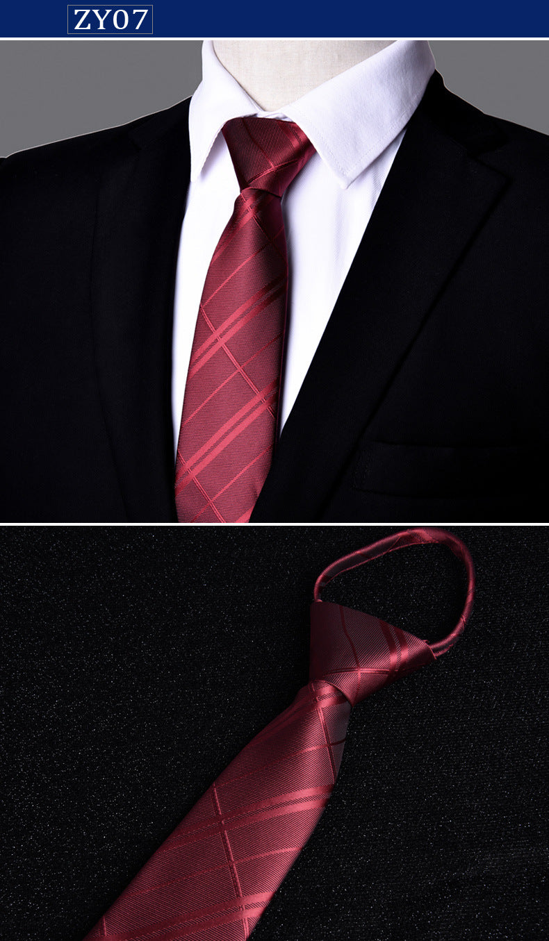 NEW Paisley Zipper Ties for Men 7CM Skinny Neck Tie Solid Striped Neckties Men's Automatic Zipper Tie Blue Lazy Ties